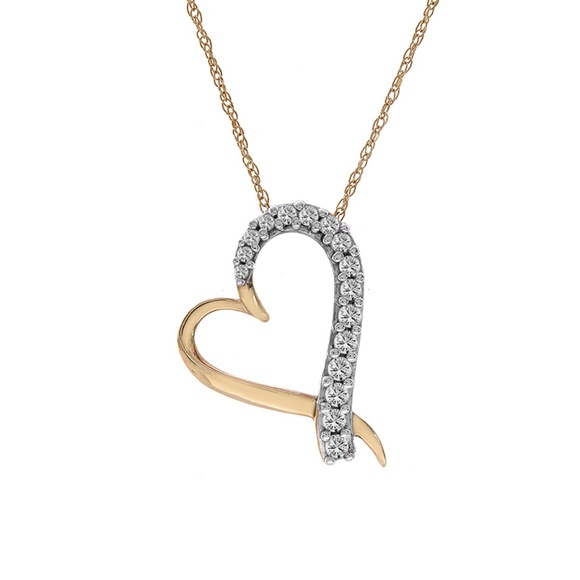 0.70 Carat Round Cut Diamond Heart Pendant Gold